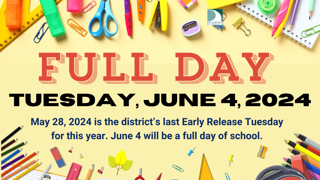 Reminder: May 28th is the last Early Release Day for the 23/24 School Year!