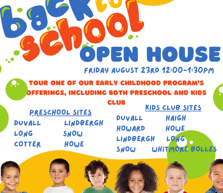 Preschool and Kids Club childcare holding open house at Lindbergh on Friday, Aug. 23