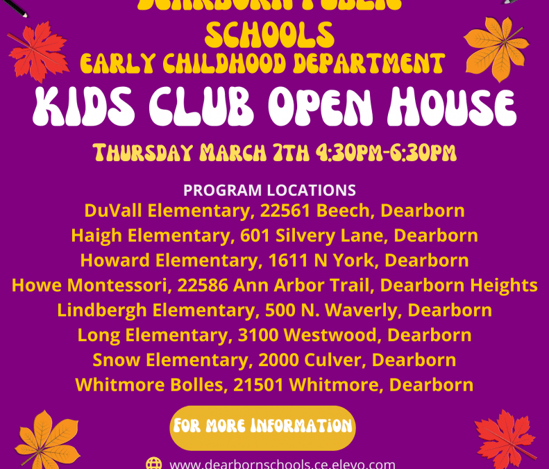 Kids Club and preschool holding open houses on March 7