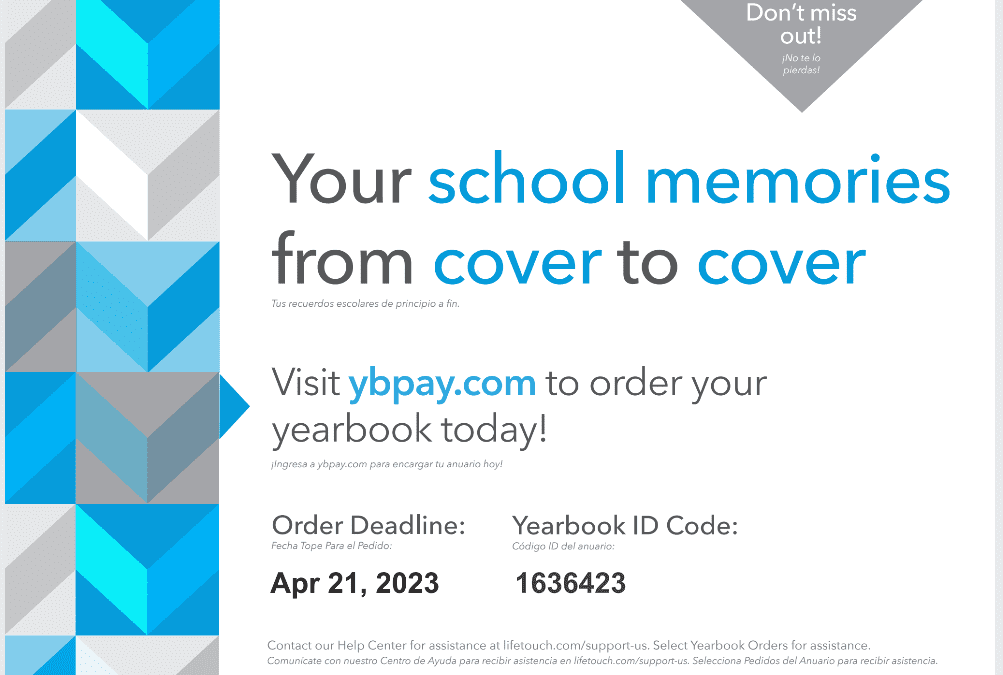 Reminder: The Deadline to Order Yearbooks is this Wednesday, April 19th!